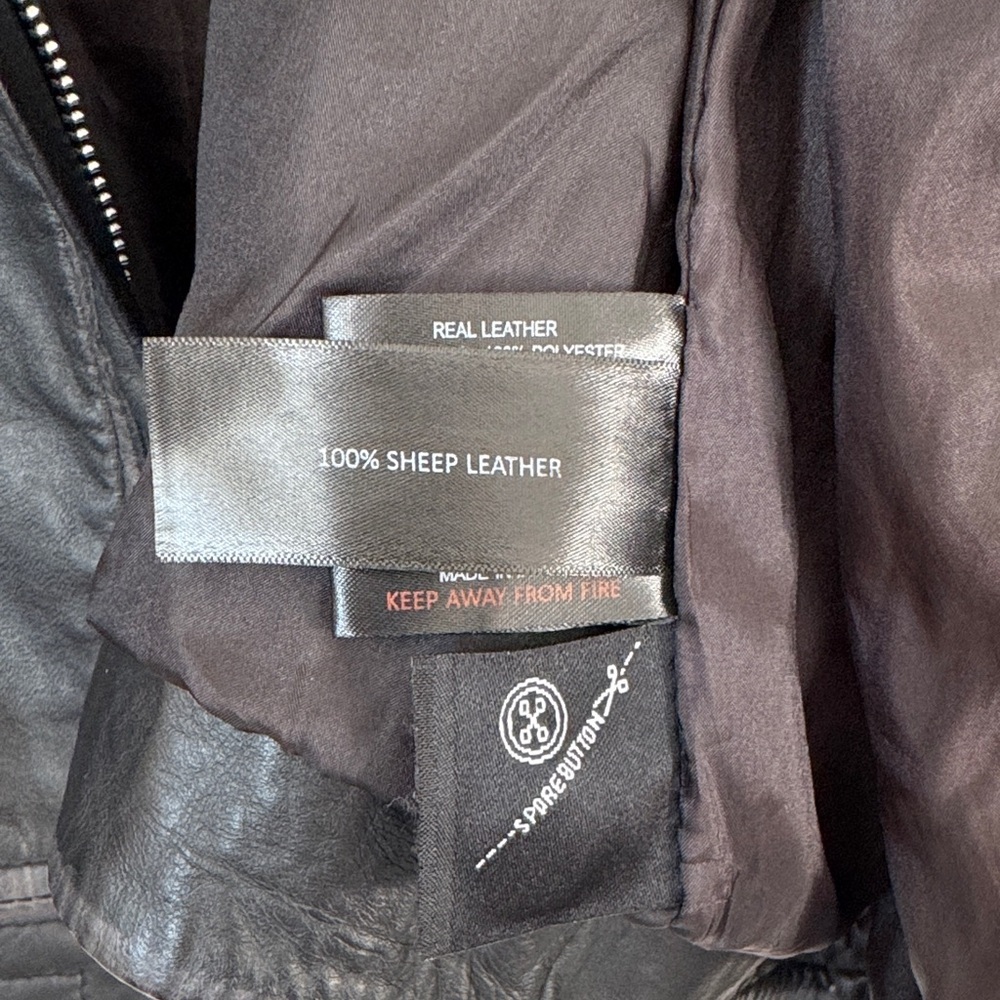 Barneys Originals Classic Black Leather Moto Jacket - Picture 4 of 17